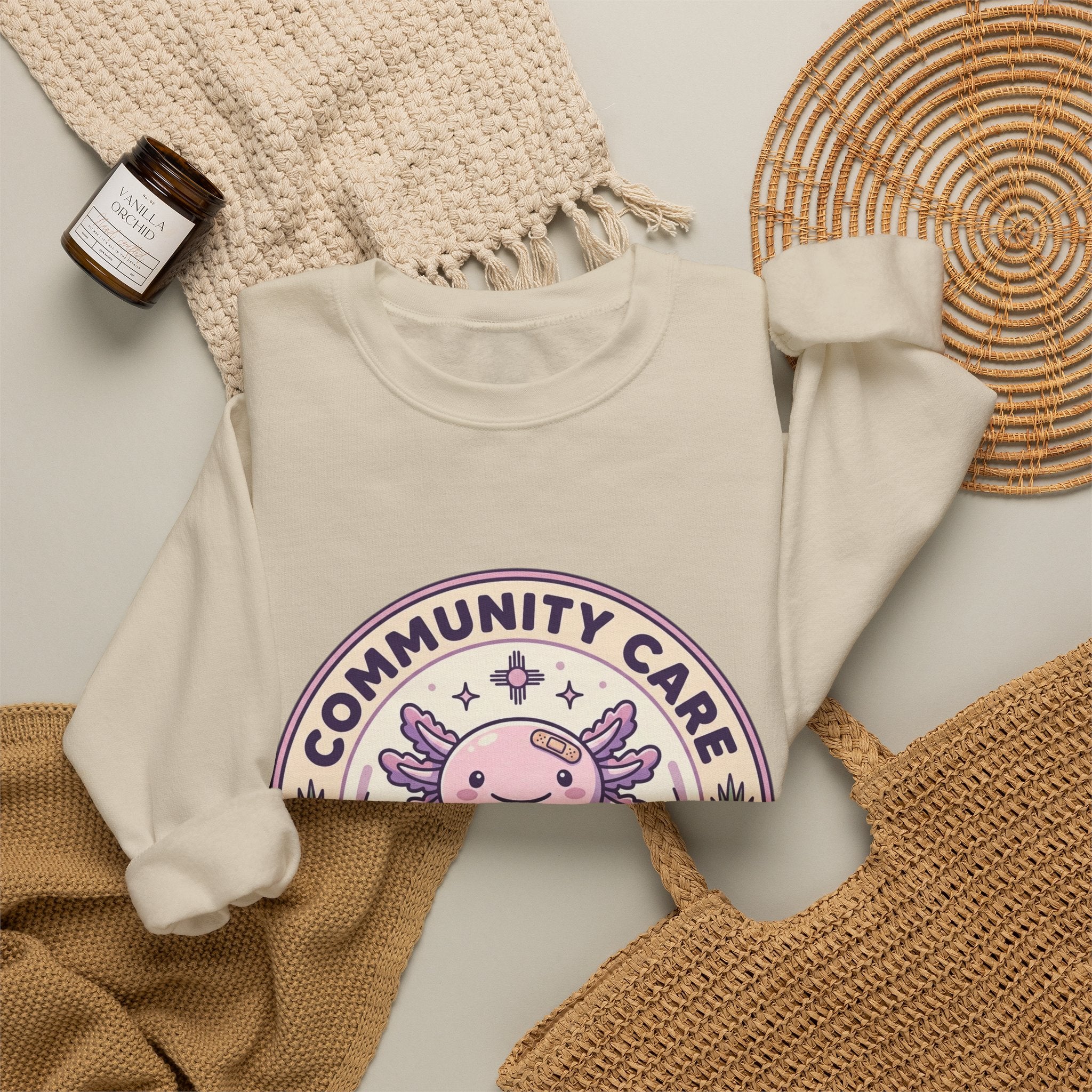 Community Care Axolotl Crewneck Sweatshirt | People Over Profit, Values-Led Apparel