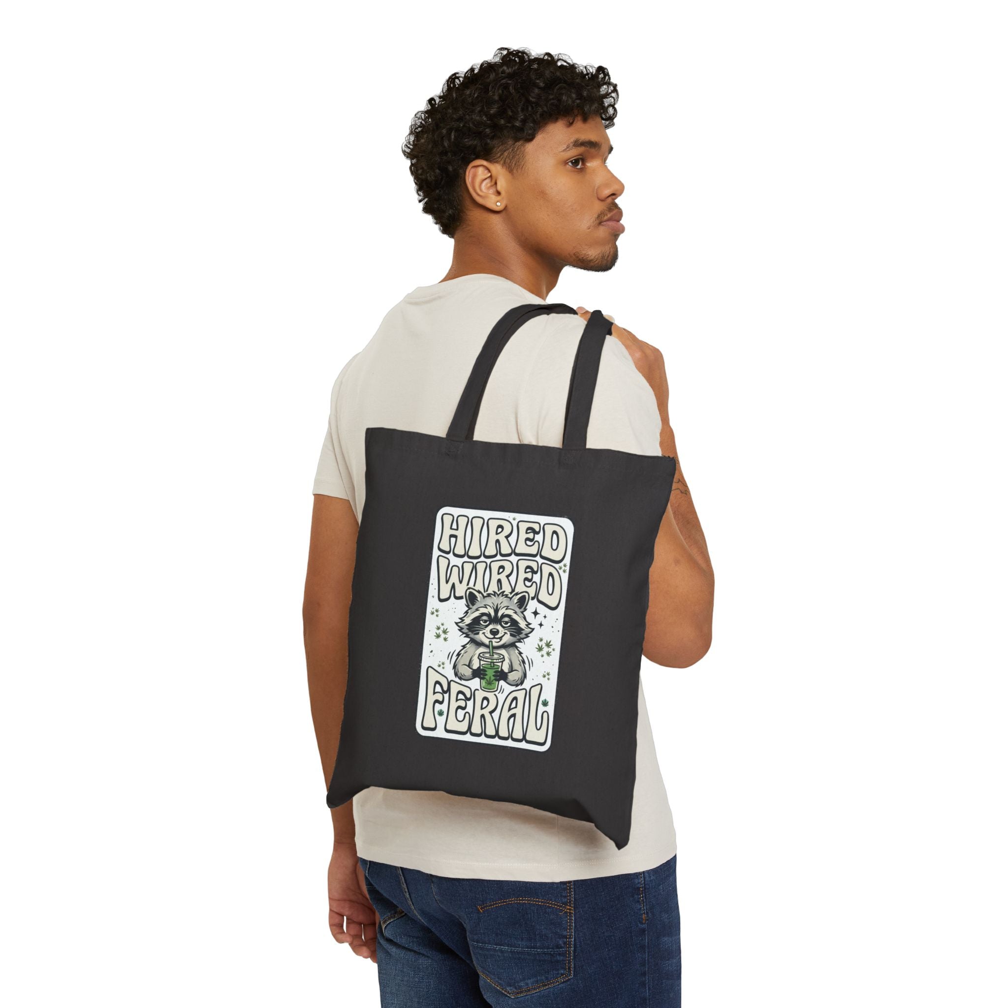 Feral Raccoon Noir Tote | Celestial Wilderness Canvas Tote