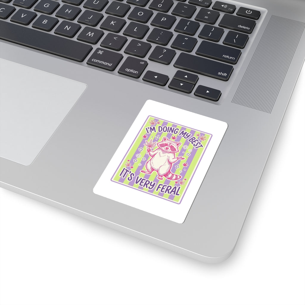 Feral Raccoon Sticker | Kiss-Cut, Celestial Wilderness, Trash-Panda Aesthetic