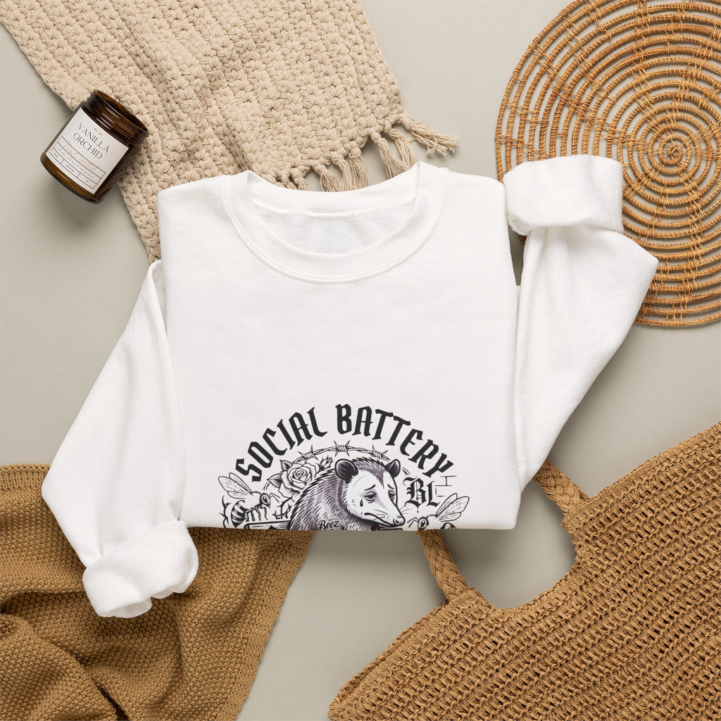 Social Battery Sloth Sweatshirt | Anxious Animal Humor, Introvert Tee
