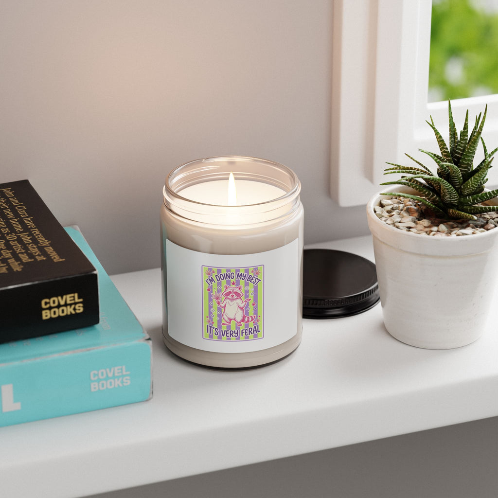 Feral Raccoon Illustration Candle | Scented Soy Jar