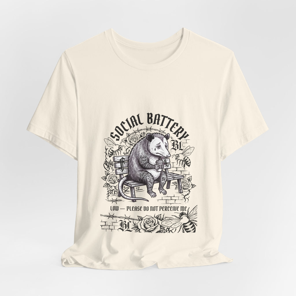 Social Battery Sloth Tee | Anxious Animal Humor, Introvert Shirt