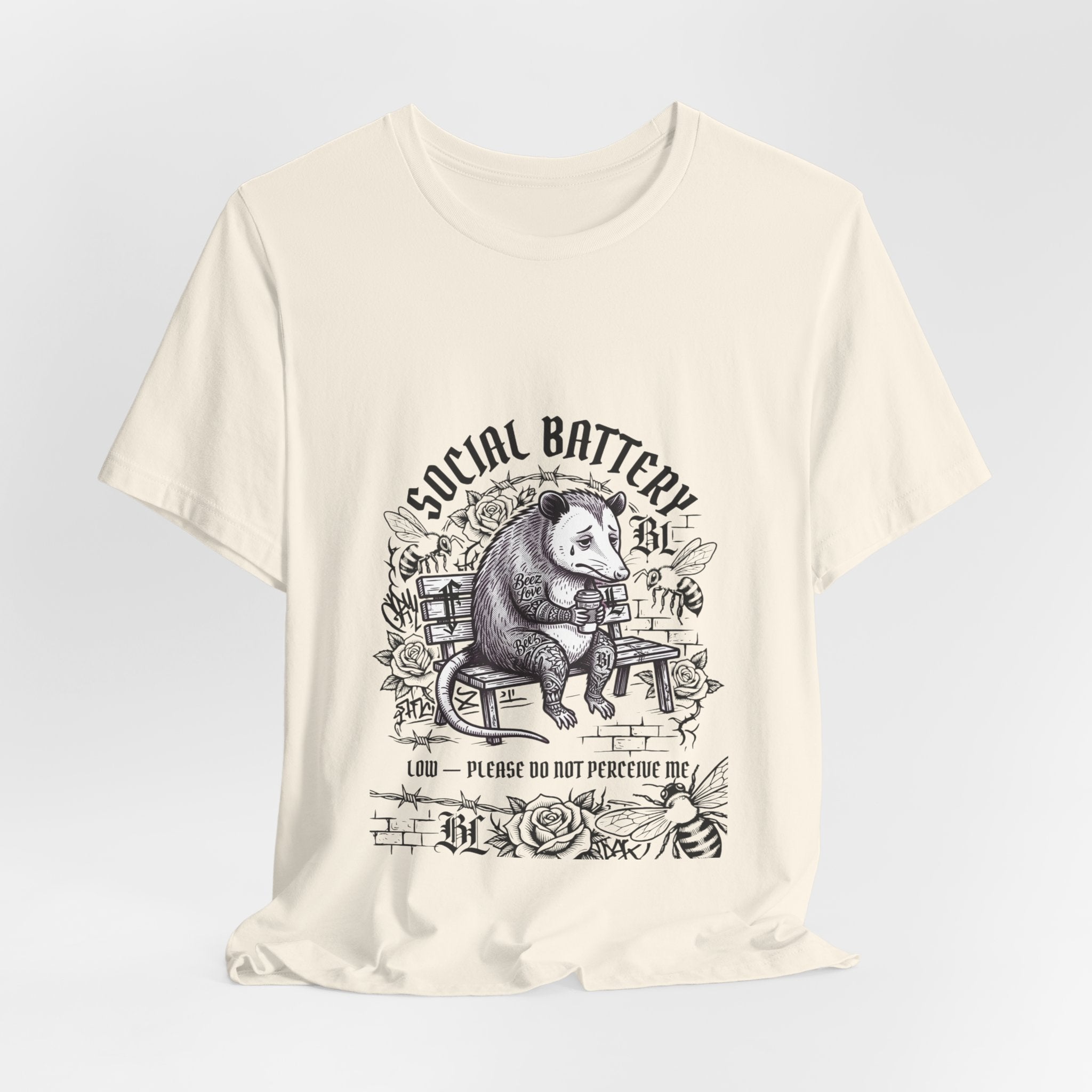 Social Battery Sloth Tee | Anxious Animal Humor, Introvert Shirt