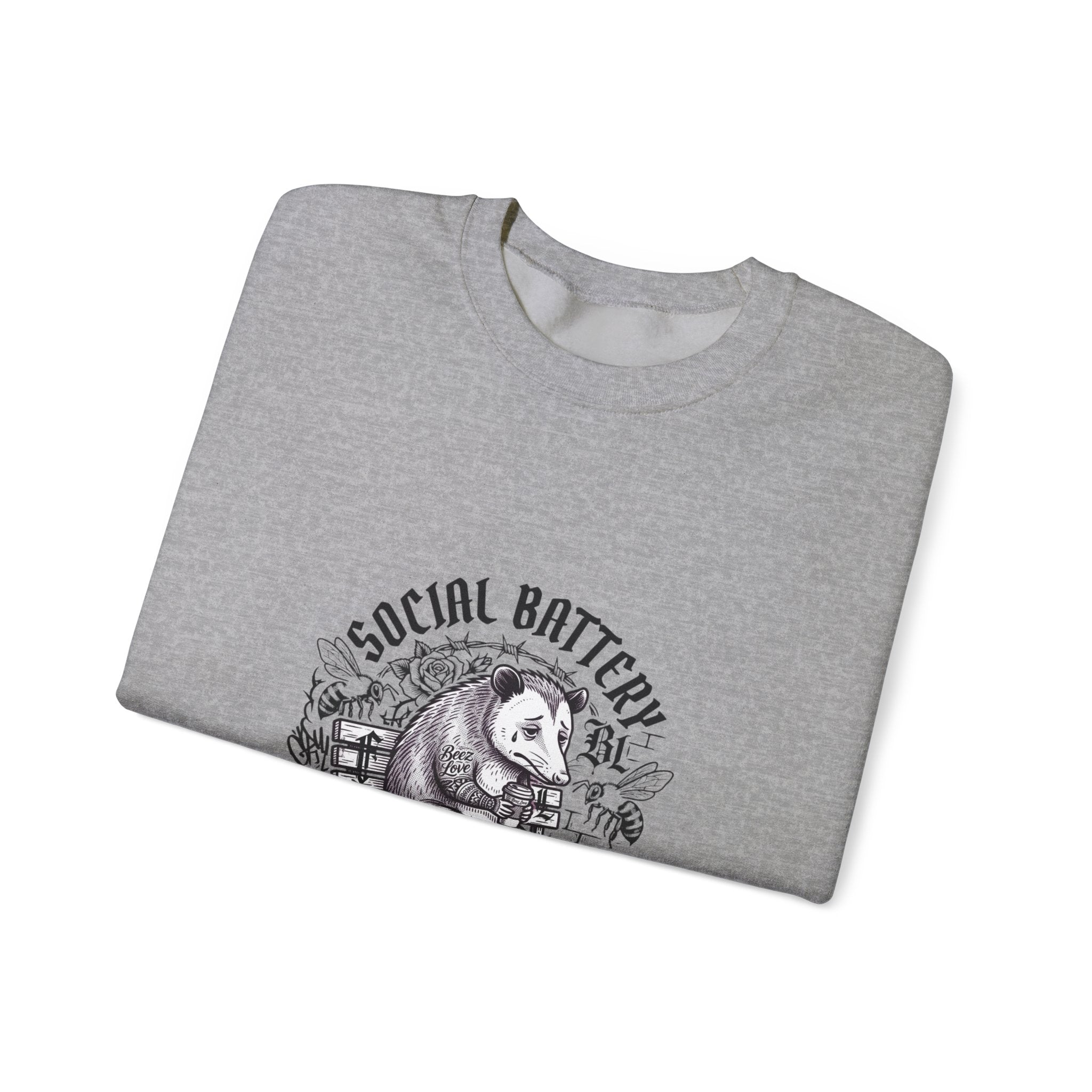 Social Battery Sloth Sweatshirt | Anxious Animal Humor, Introvert Tee