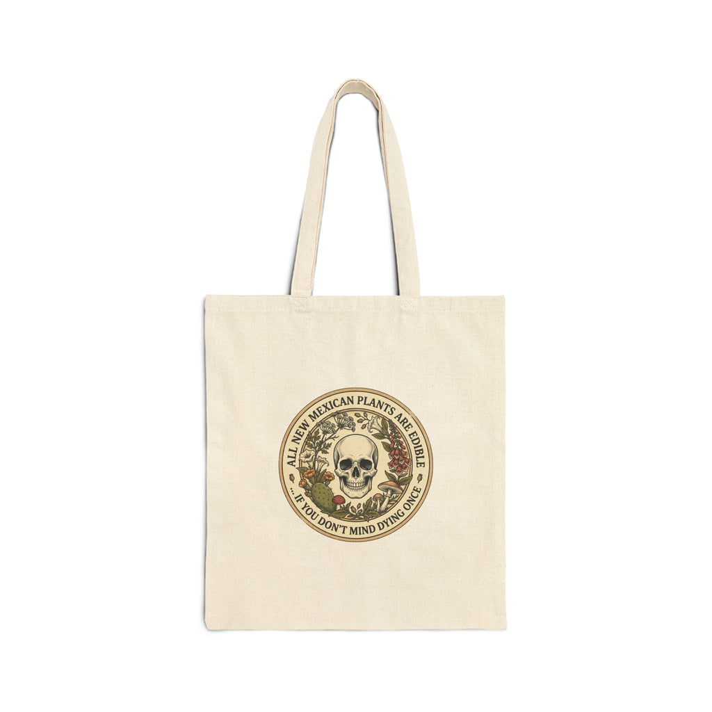 All Plants Are Edible Skull Botanical Tote | Dark Nature Humor, Forager Aesthetic