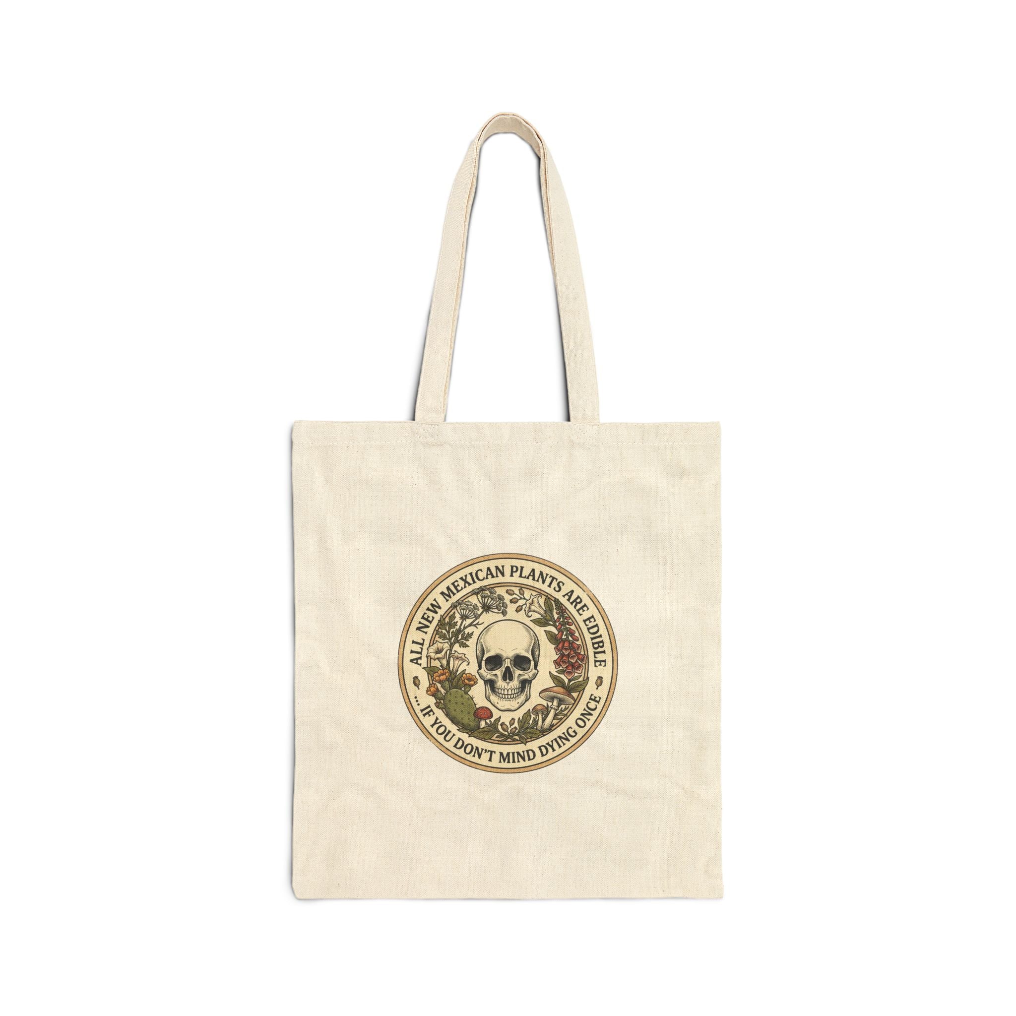 All Plants Are Edible Skull Botanical Tote | Dark Nature Humor, Forager Aesthetic