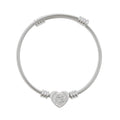 BeezLove Corazón Cuff Bracelet — Personalized Engravable Silver Bangle
