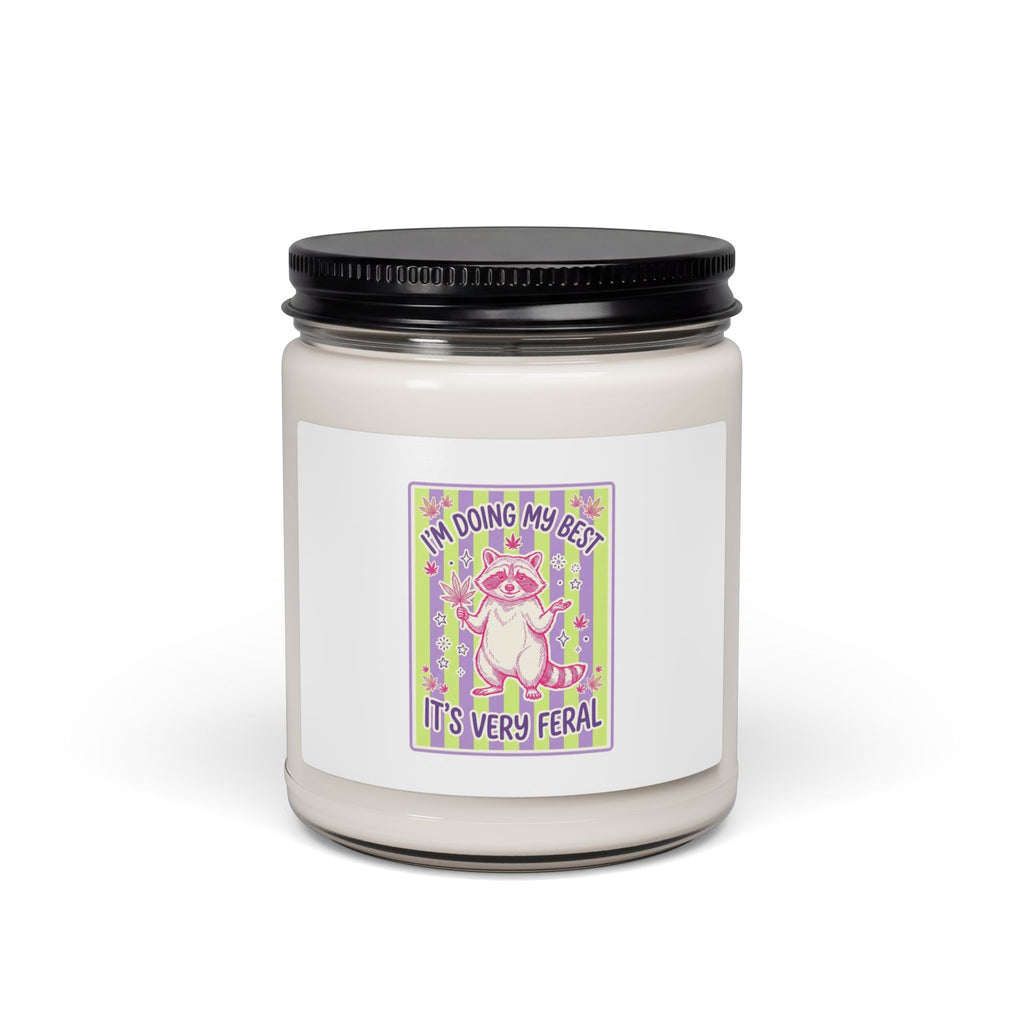 Feral Raccoon Illustration Candle | Scented Soy Jar