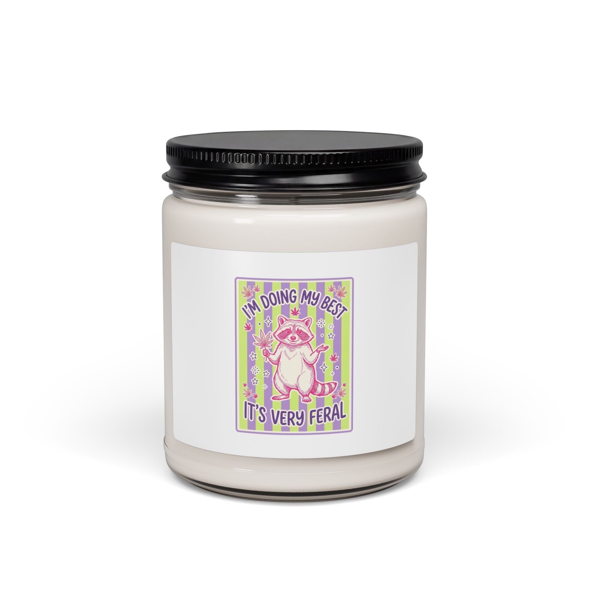 Feral Raccoon Illustration Candle | Scented Soy Jar