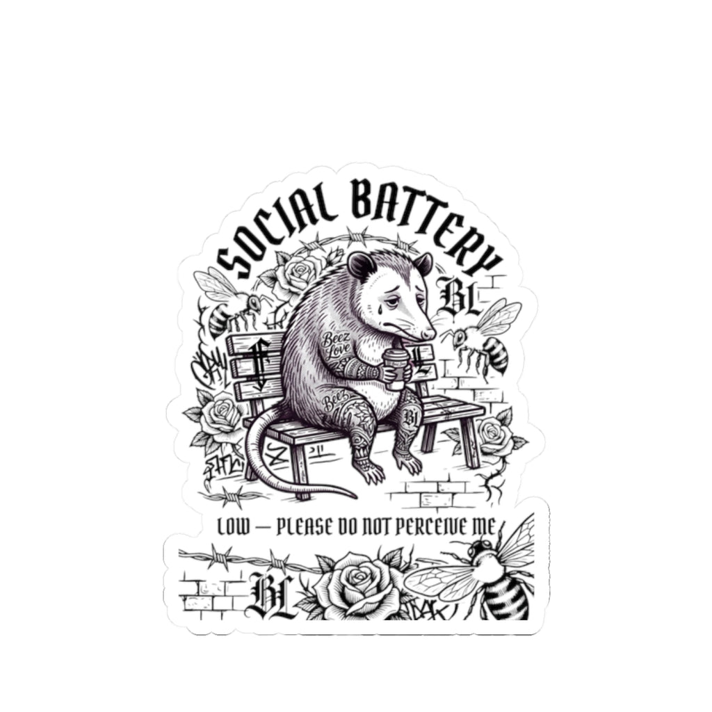 Social Battery Panda Sticker | Anxious Animal Humor, Cute Anxiety