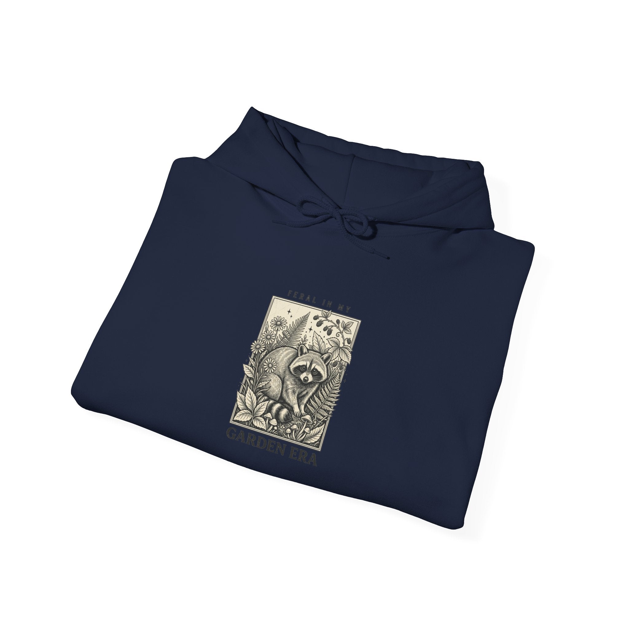 Feral Raccoon Illustration Hoodie | Celestial Wilderness, Trash-Panda Aesthetic