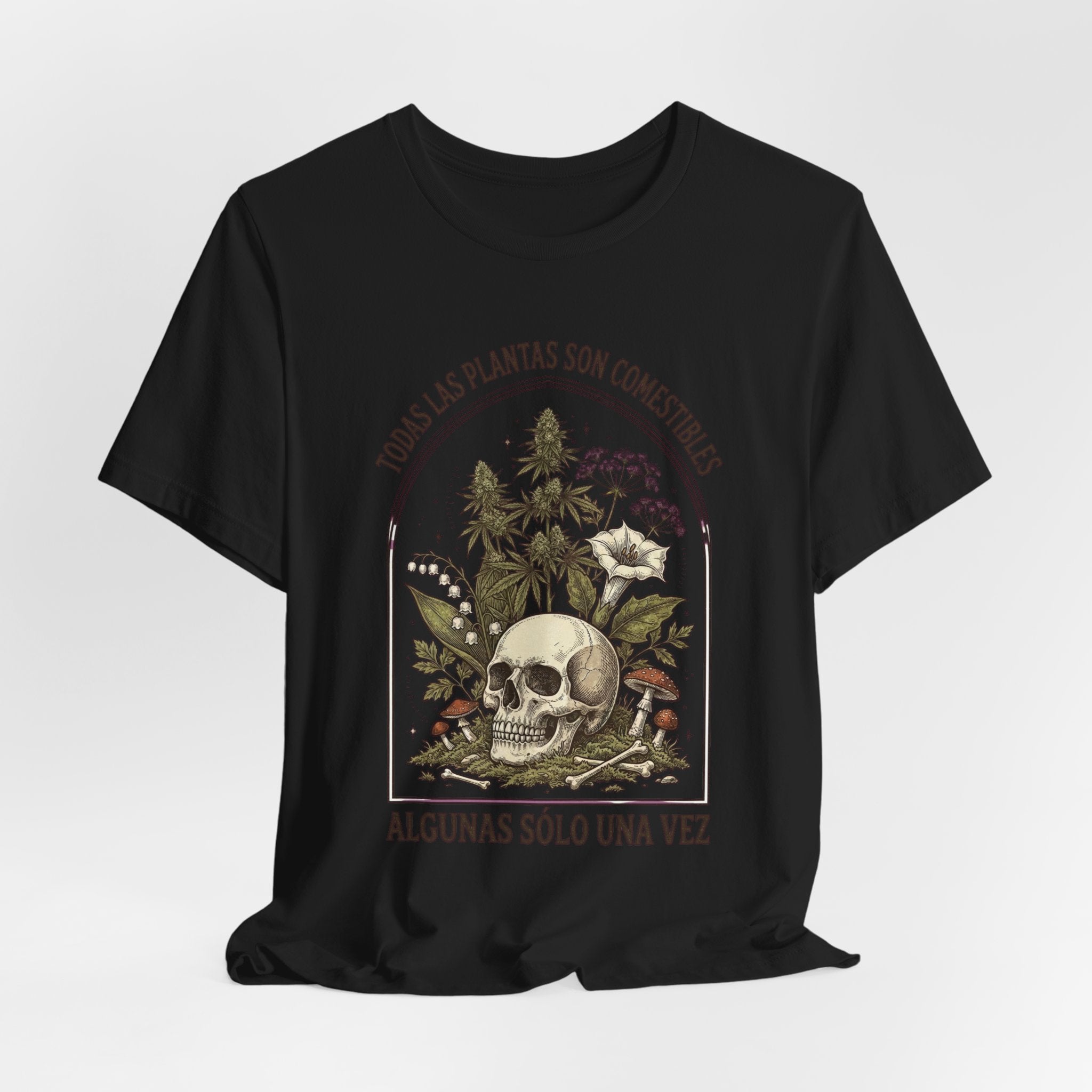 All Plants Are Edible Skull Botanical Tee | Dark Nature Humor, Forager Mycology