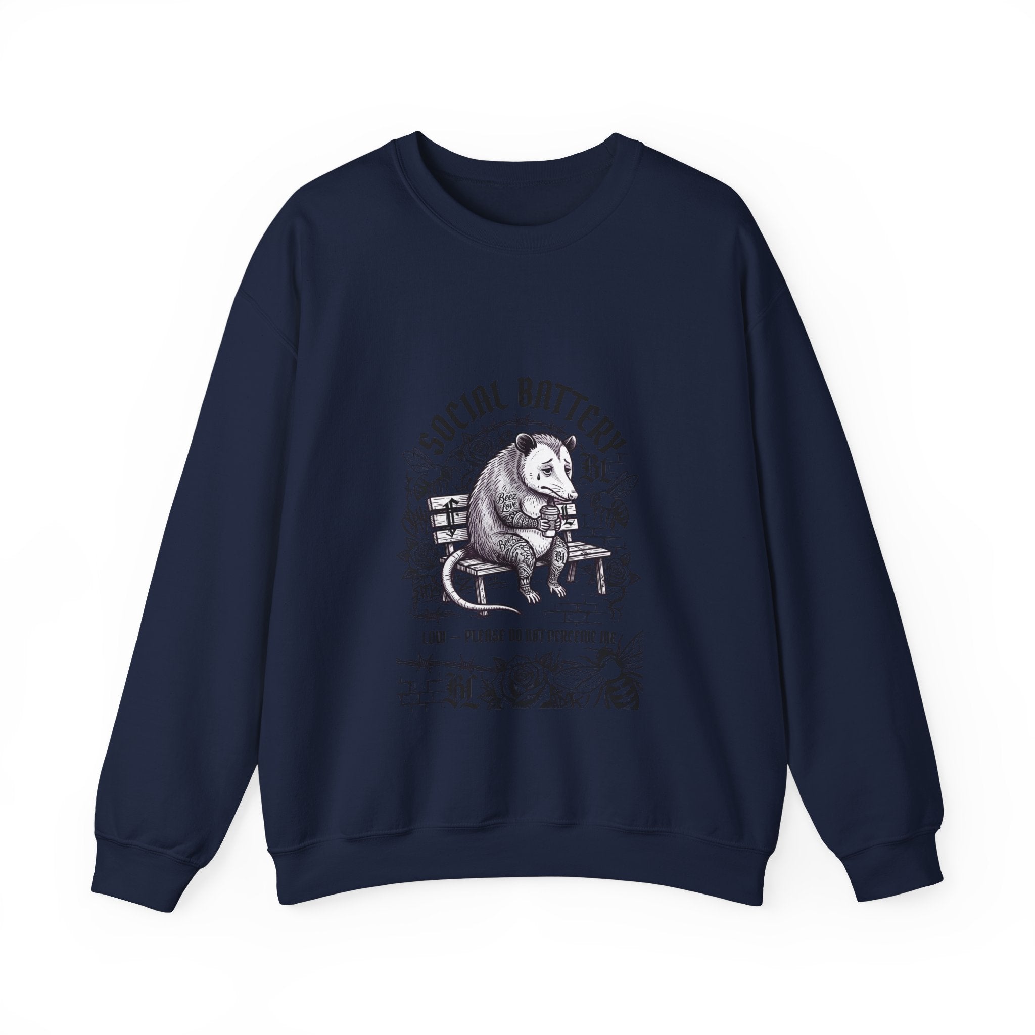 Social Battery Sloth Sweatshirt | Anxious Animal Humor, Introvert Tee