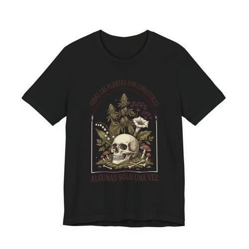 All Plants Are Edible Skull Botanical Tee | Dark Nature Humor, Forager Mycology