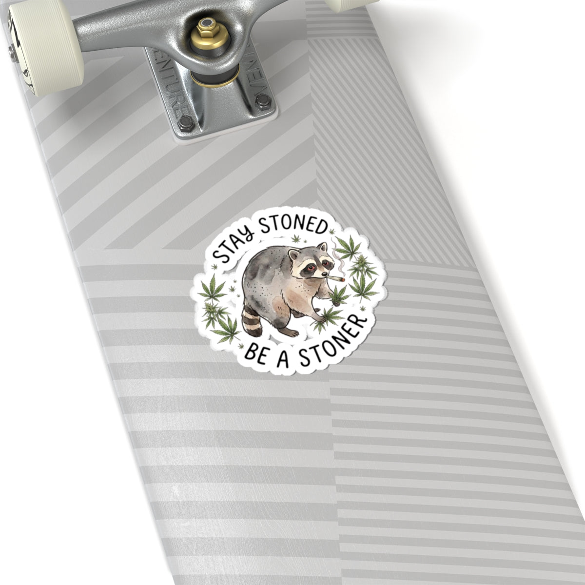 Stay Stoned Raccoon Sticker | Kiss-Cut, Cannabis, Cute Scruffy Raccoon