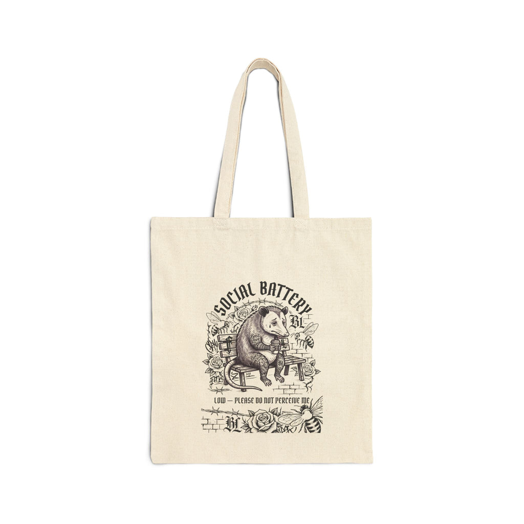 Social Battery Panda Tote, Anxious Animal Humor Canvas Tote