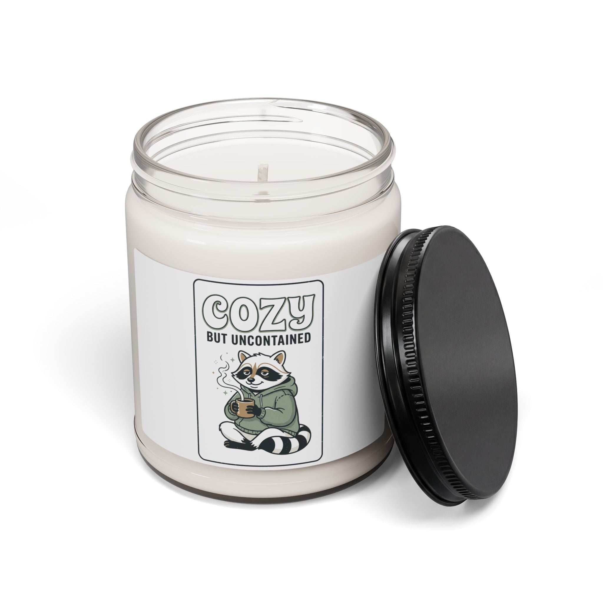 Cozy But Uncontained Raccoon Candle, Soy Jar | Feral Raccoon Aesthetic