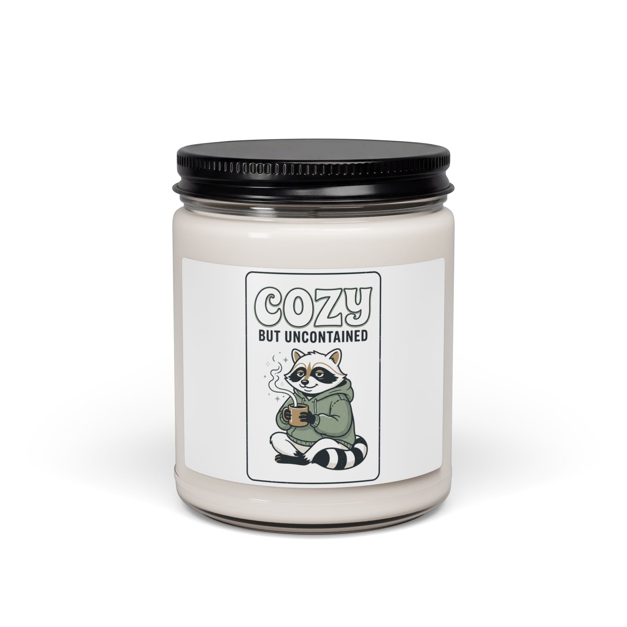 Cozy But Uncontained Raccoon Candle, Soy Jar | Feral Raccoon Aesthetic