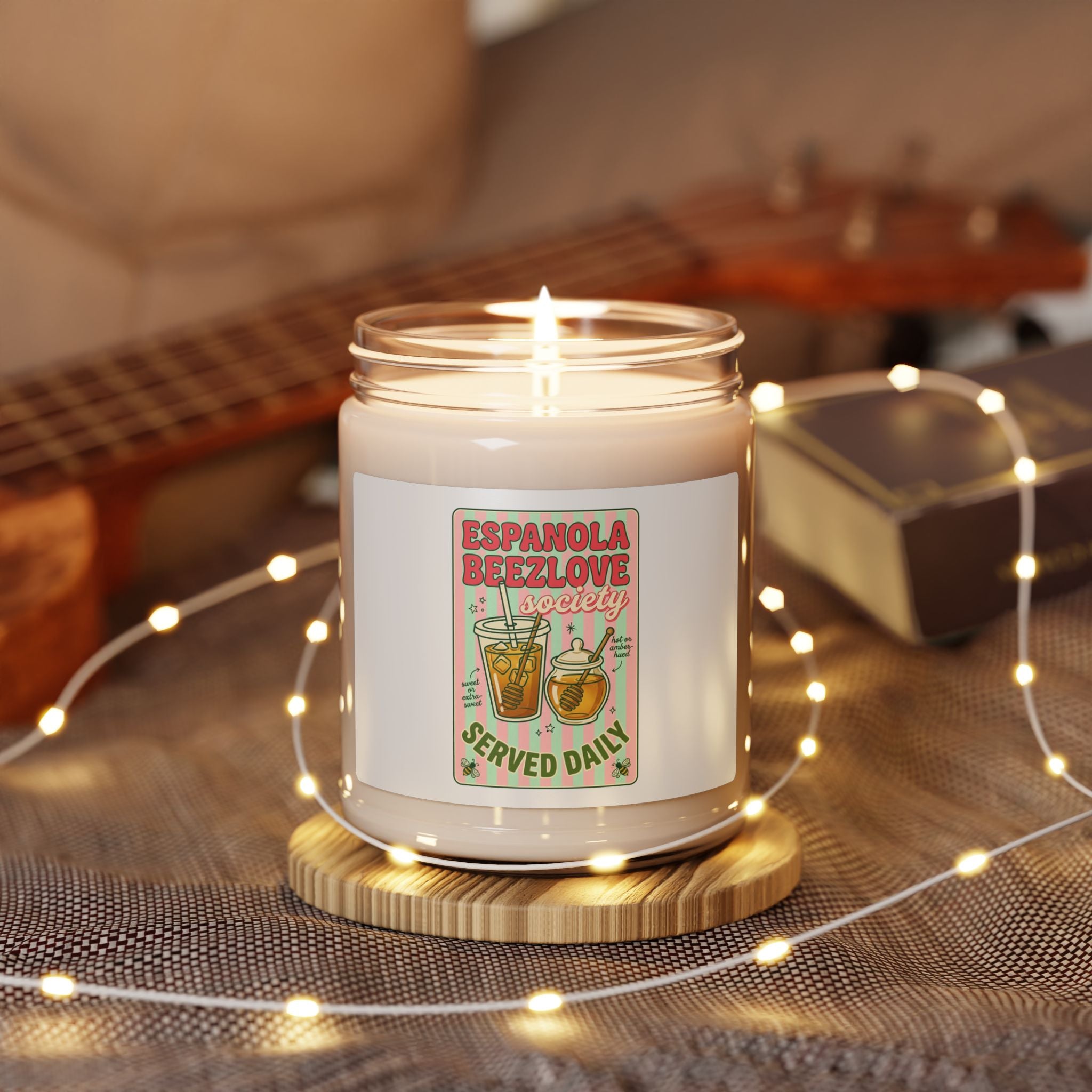 Matcha Cafe Illustration Candle | Soy 9oz, Green Pink Aesthetic