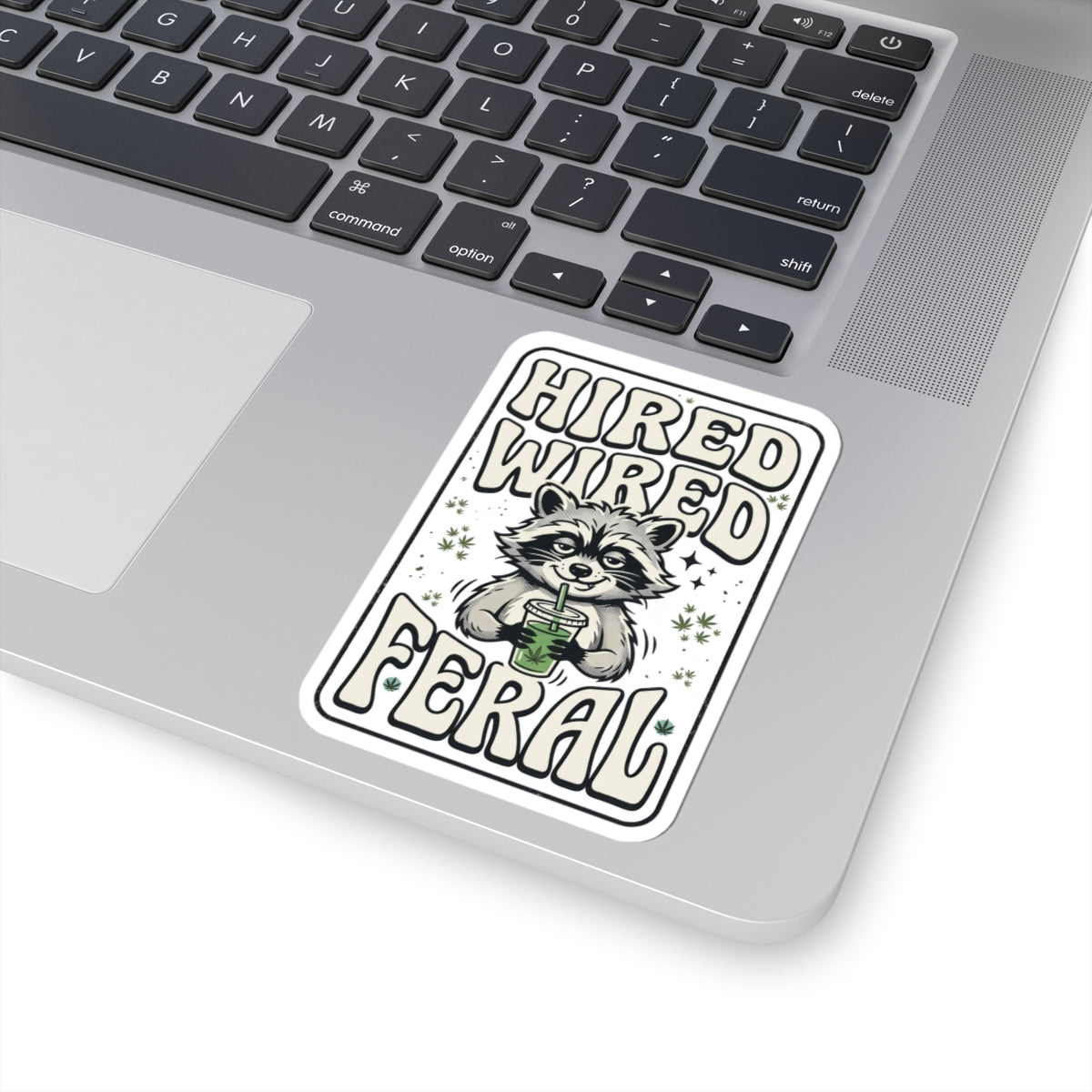 Feral Raccoon 'Hired Wired Feral' Sticker | Kiss-Cut, Nocturnal Aesthetic