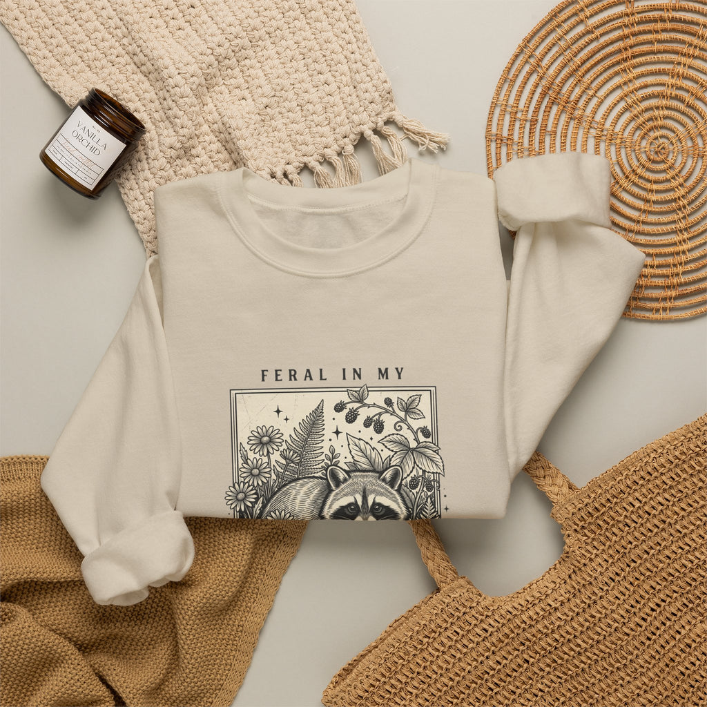 Feral Raccoon Garden Era Sweatshirt | Celestial Wilderness, Trash Panda Aesthetic