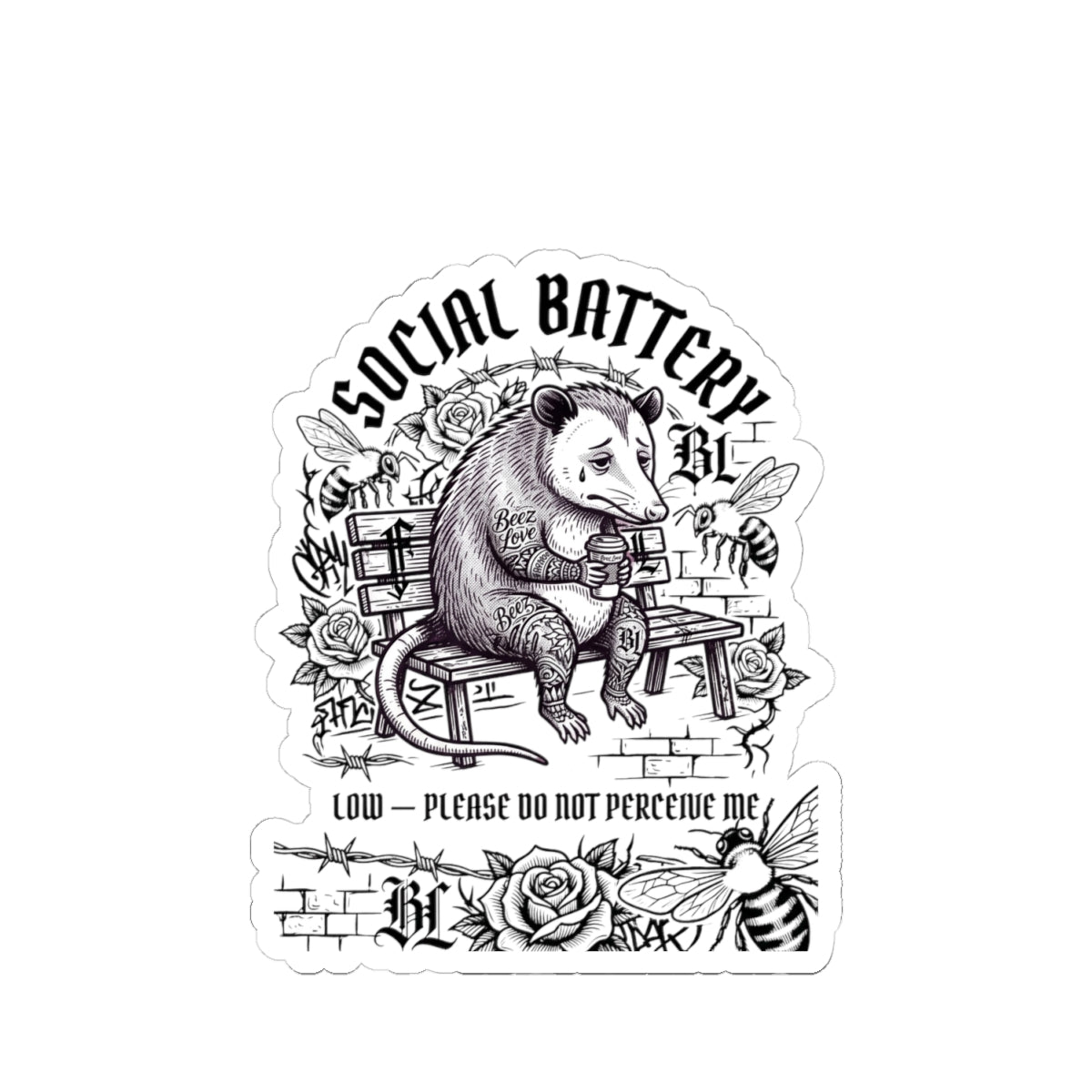Social Battery Panda Sticker | Anxious Animal Humor, Cute Anxiety