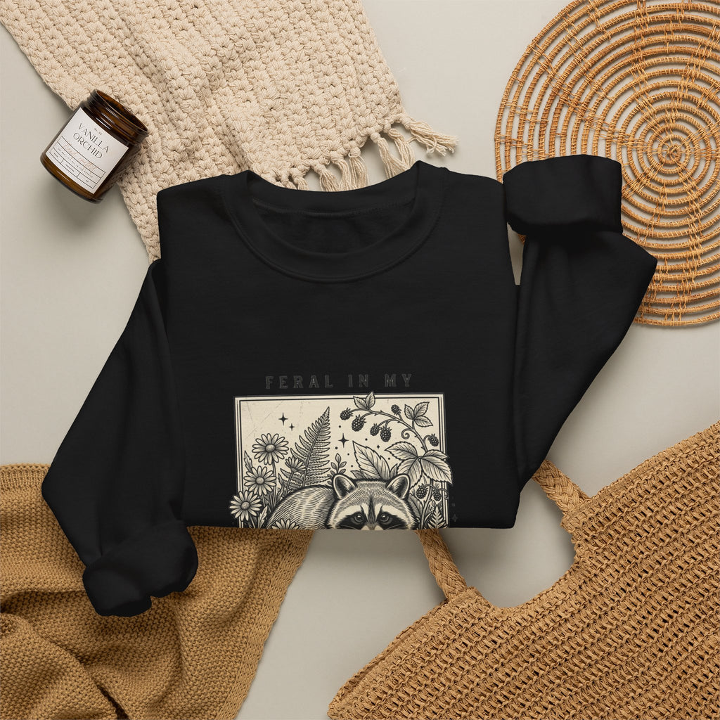 Feral Raccoon Garden Era Sweatshirt | Celestial Wilderness, Trash Panda Aesthetic
