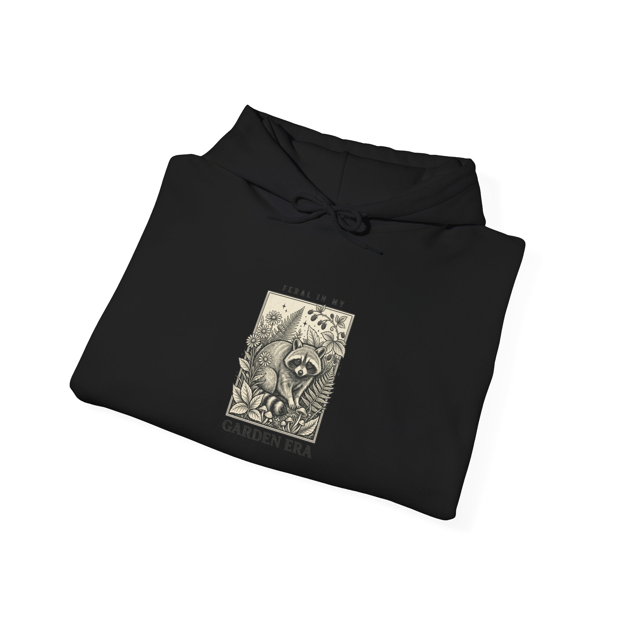Feral Raccoon Illustration Hoodie | Celestial Wilderness, Trash-Panda Aesthetic