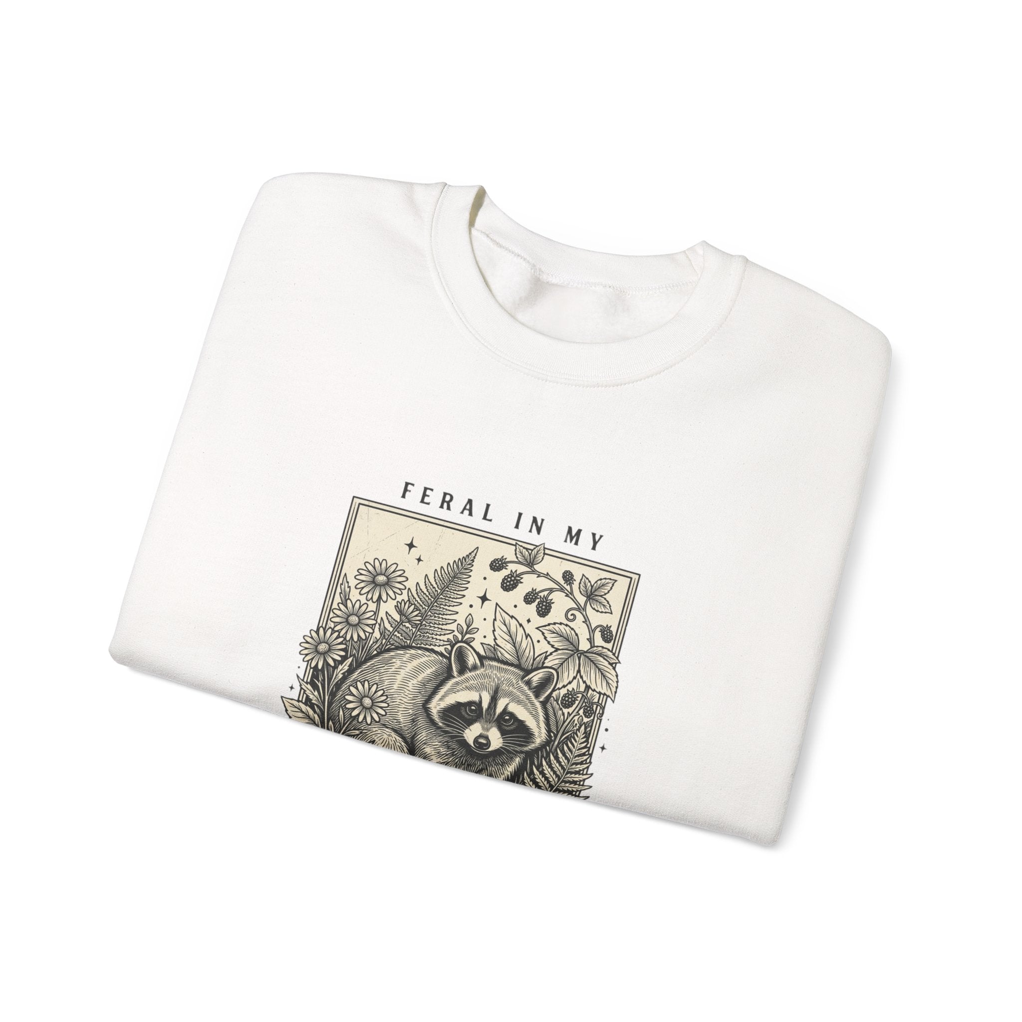 Feral Raccoon Garden Era Sweatshirt | Celestial Wilderness, Trash Panda Aesthetic