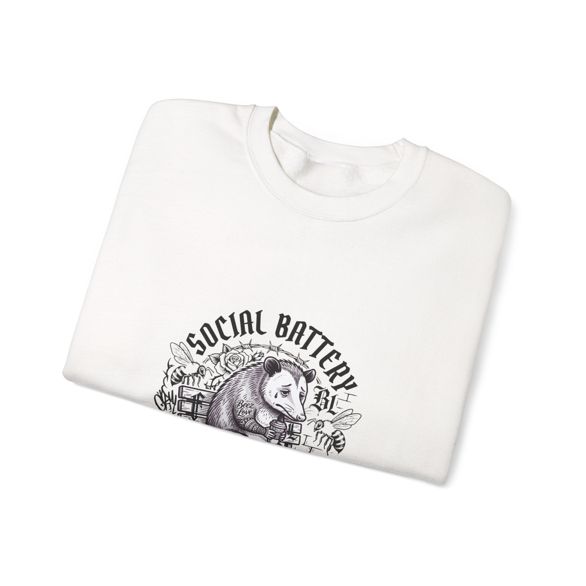 Social Battery Sloth Sweatshirt | Anxious Animal Humor, Introvert Tee