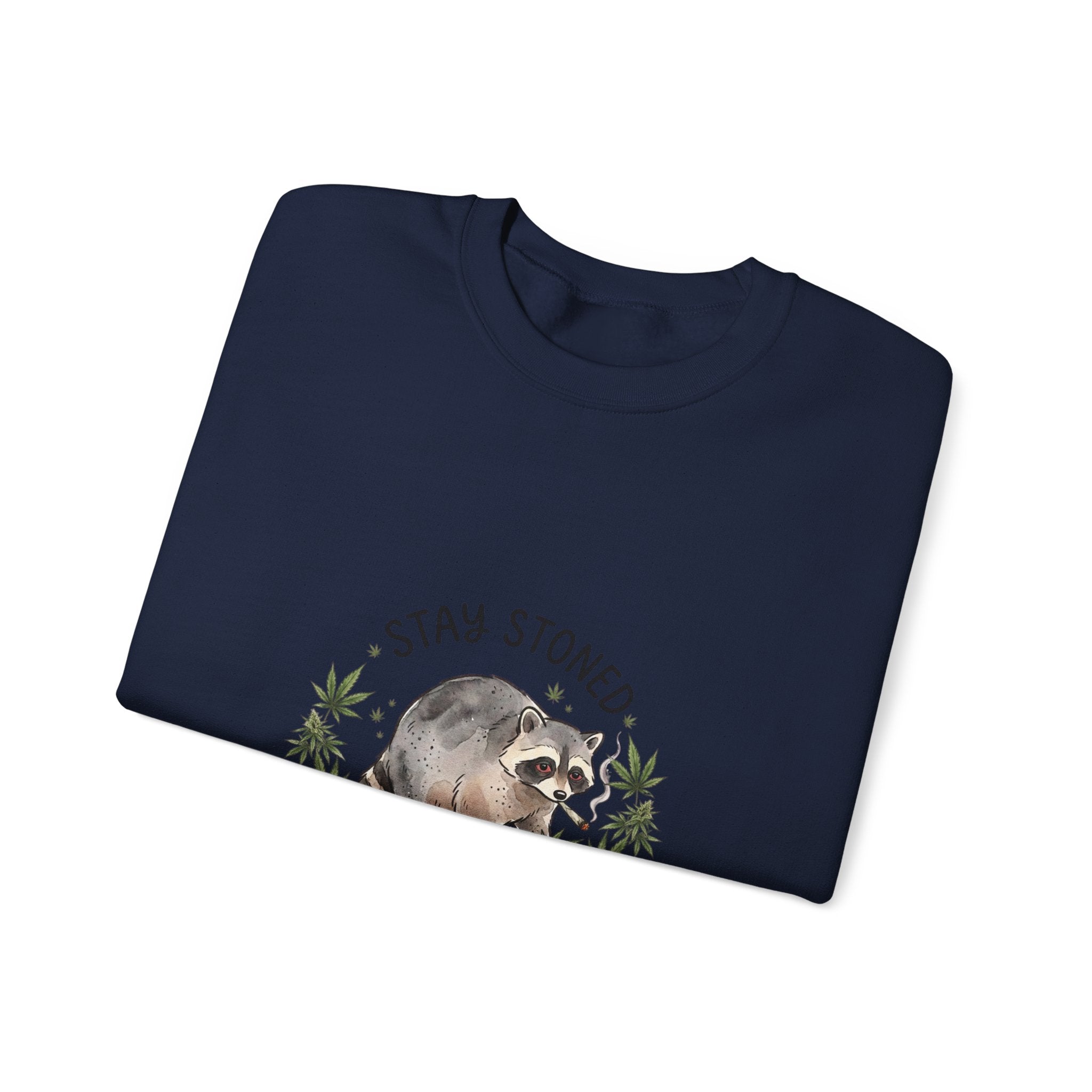Hunched Raccoon Illustration Sweatshirt | stoner wildlife, scruffy critter