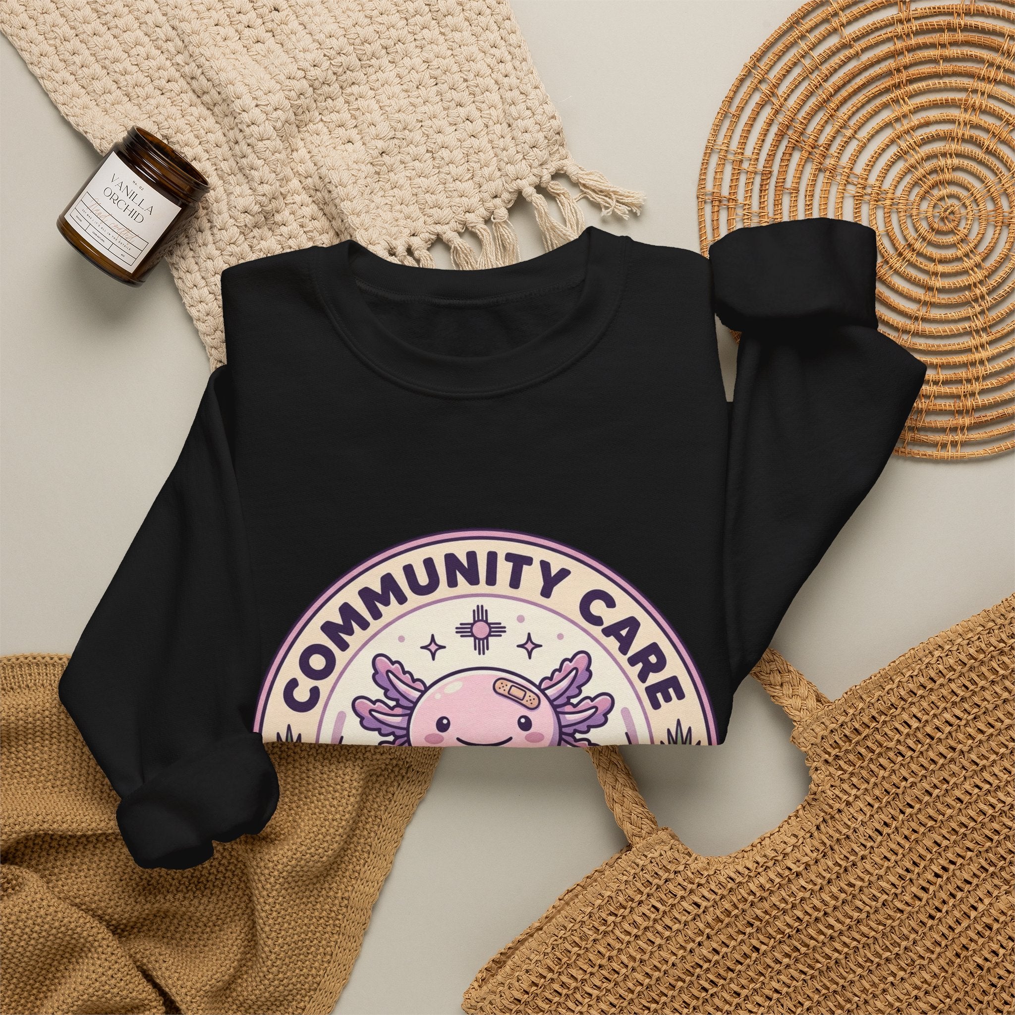Community Care Axolotl Crewneck Sweatshirt | People Over Profit, Values-Led Apparel