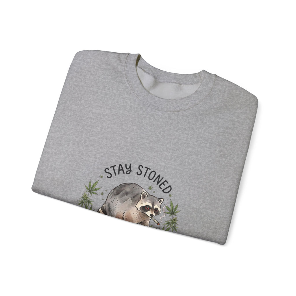 Hunched Raccoon Illustration Sweatshirt | stoner wildlife, scruffy critter