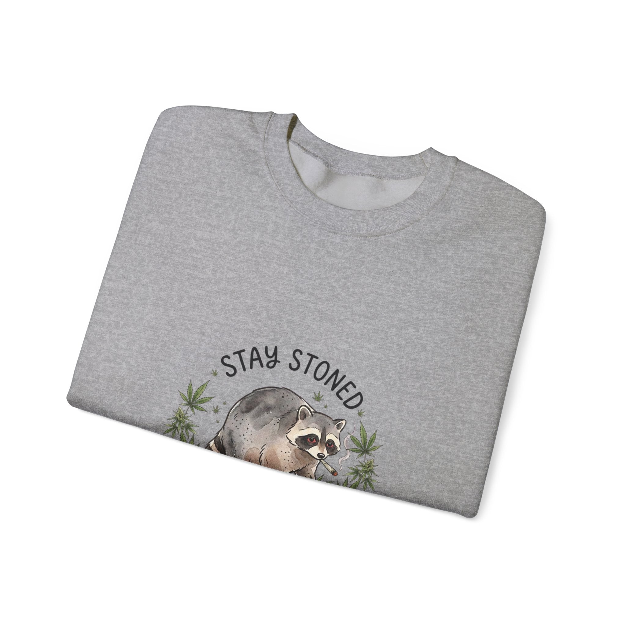 Hunched Raccoon Illustration Sweatshirt | stoner wildlife, scruffy critter