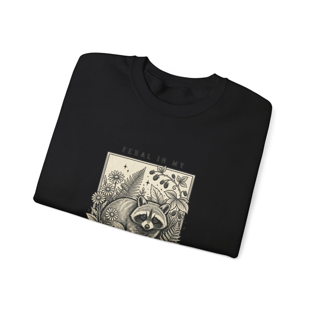 Feral Raccoon Garden Era Sweatshirt | Celestial Wilderness, Trash Panda Aesthetic