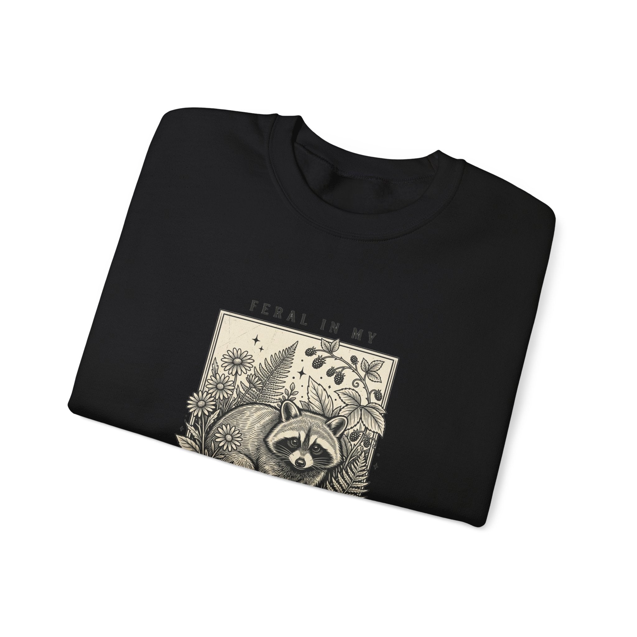 Feral Raccoon Garden Era Sweatshirt | Celestial Wilderness, Trash Panda Aesthetic