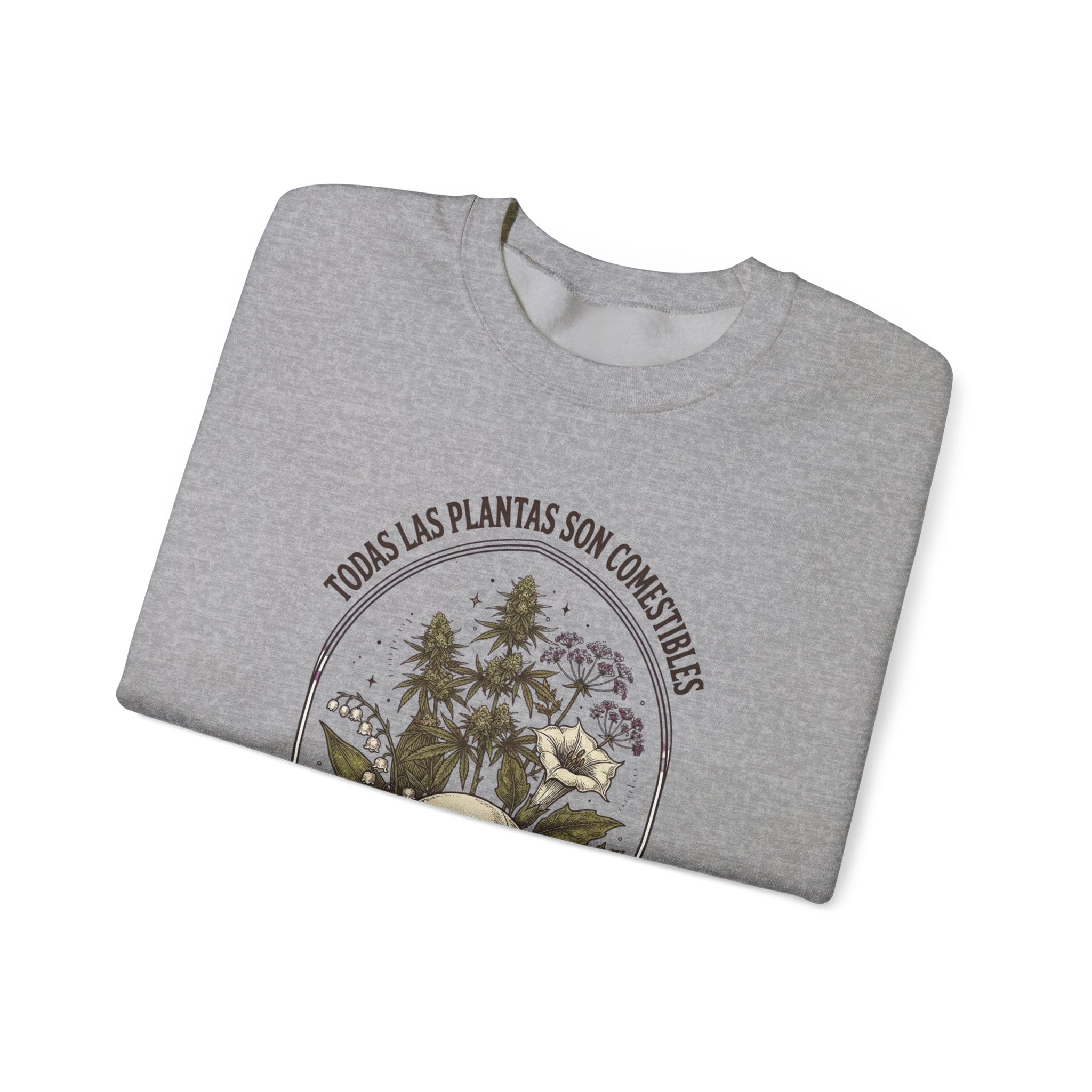 All Plants Are Edible Crewneck Sweatshirt | Vintage Botanical Skull, Dark Nature Humor