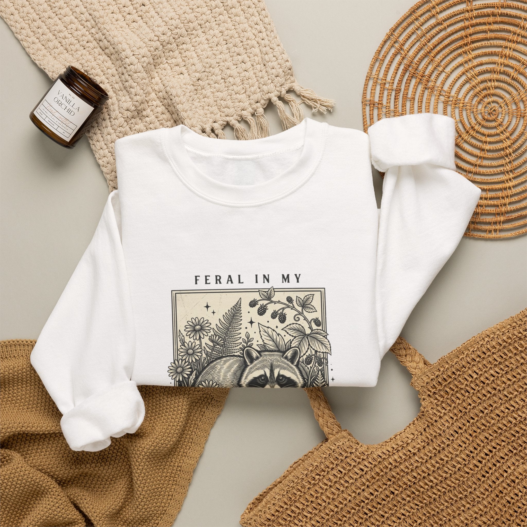 Feral Raccoon Garden Era Sweatshirt | Celestial Wilderness, Trash Panda Aesthetic