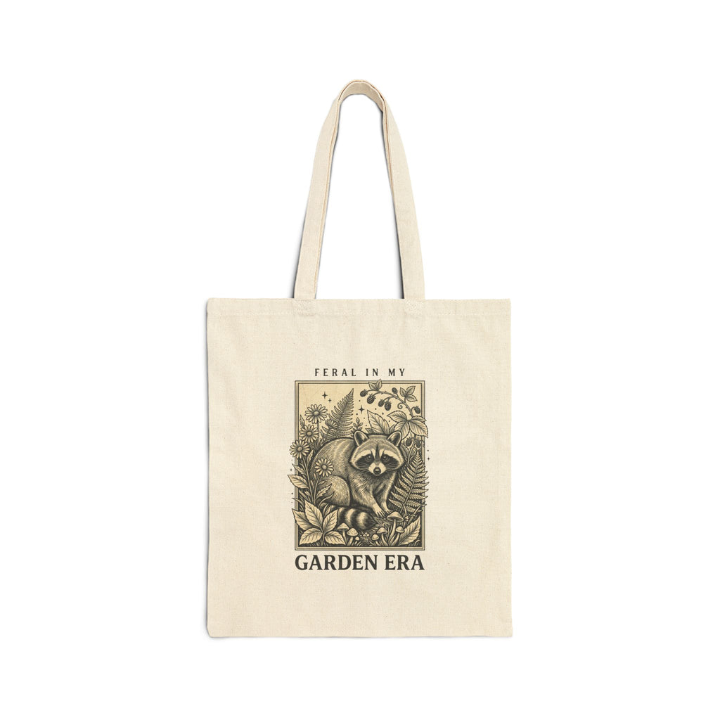 Feral Raccoon Botanical Illustration Tote | Celestial Wilderness Canvas