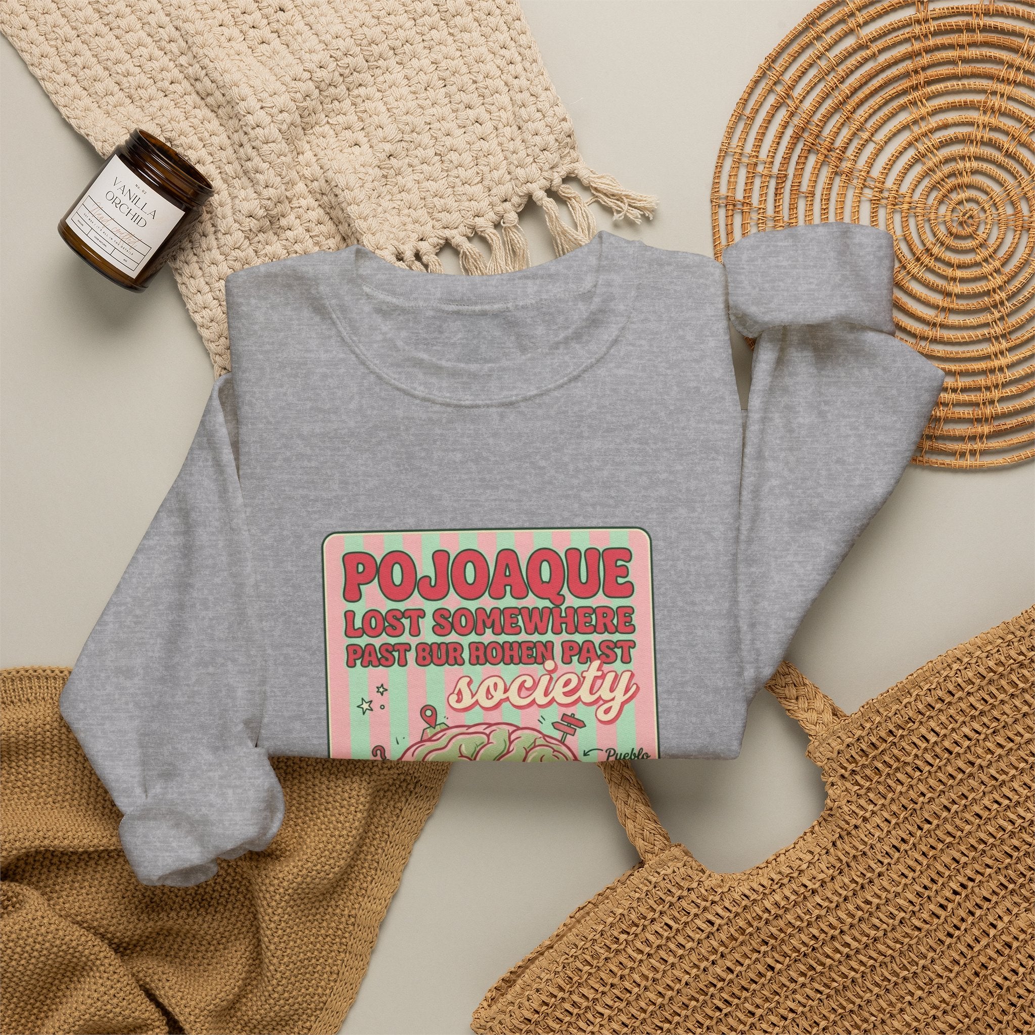 Matcha Club Graphic Sweatshirt | green pink café aesthetic, latte art illustration