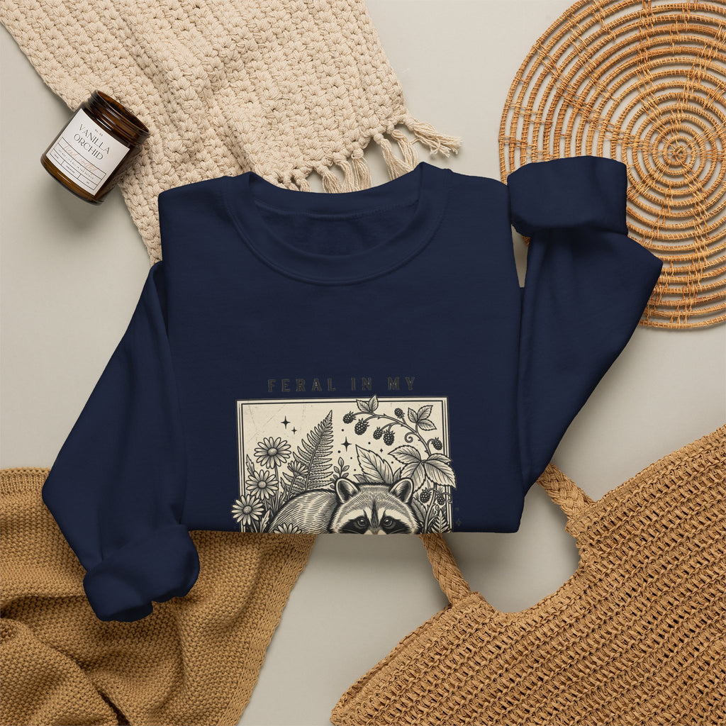 Feral Raccoon Garden Era Sweatshirt | Celestial Wilderness, Trash Panda Aesthetic