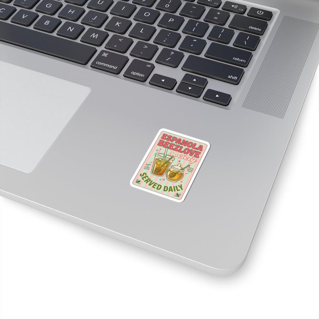 Matcha Latte Sticker | Cute Cafe Aesthetic, Green Pink Whisk Illustration