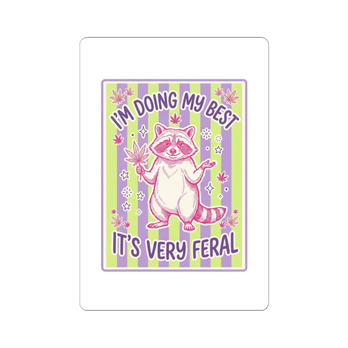 Feral Raccoon Sticker | Kiss-Cut, Celestial Wilderness, Trash-Panda Aesthetic