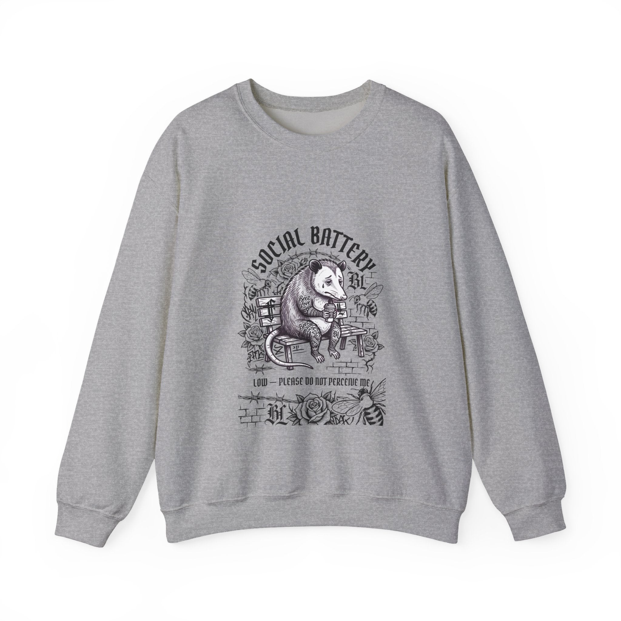 Social Battery Sloth Sweatshirt | Anxious Animal Humor, Introvert Tee