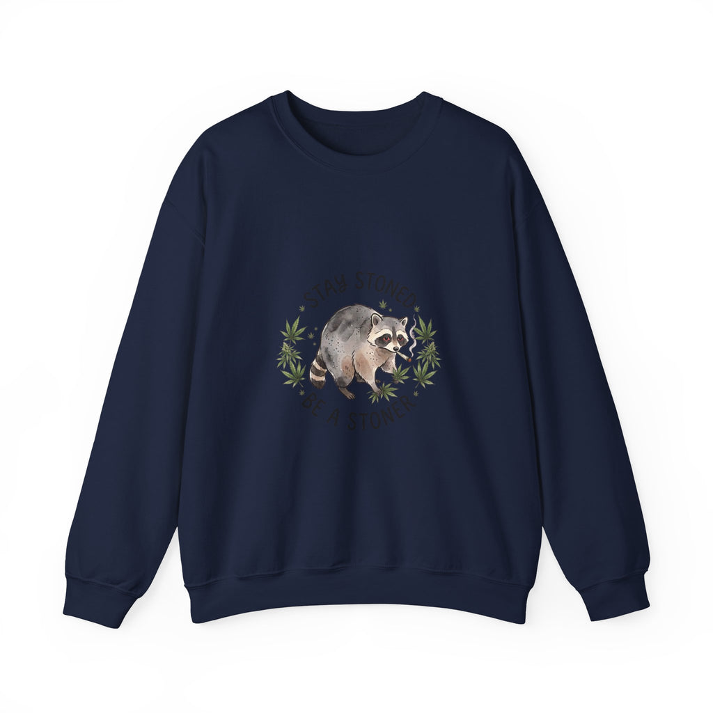 Hunched Raccoon Illustration Sweatshirt | stoner wildlife, scruffy critter