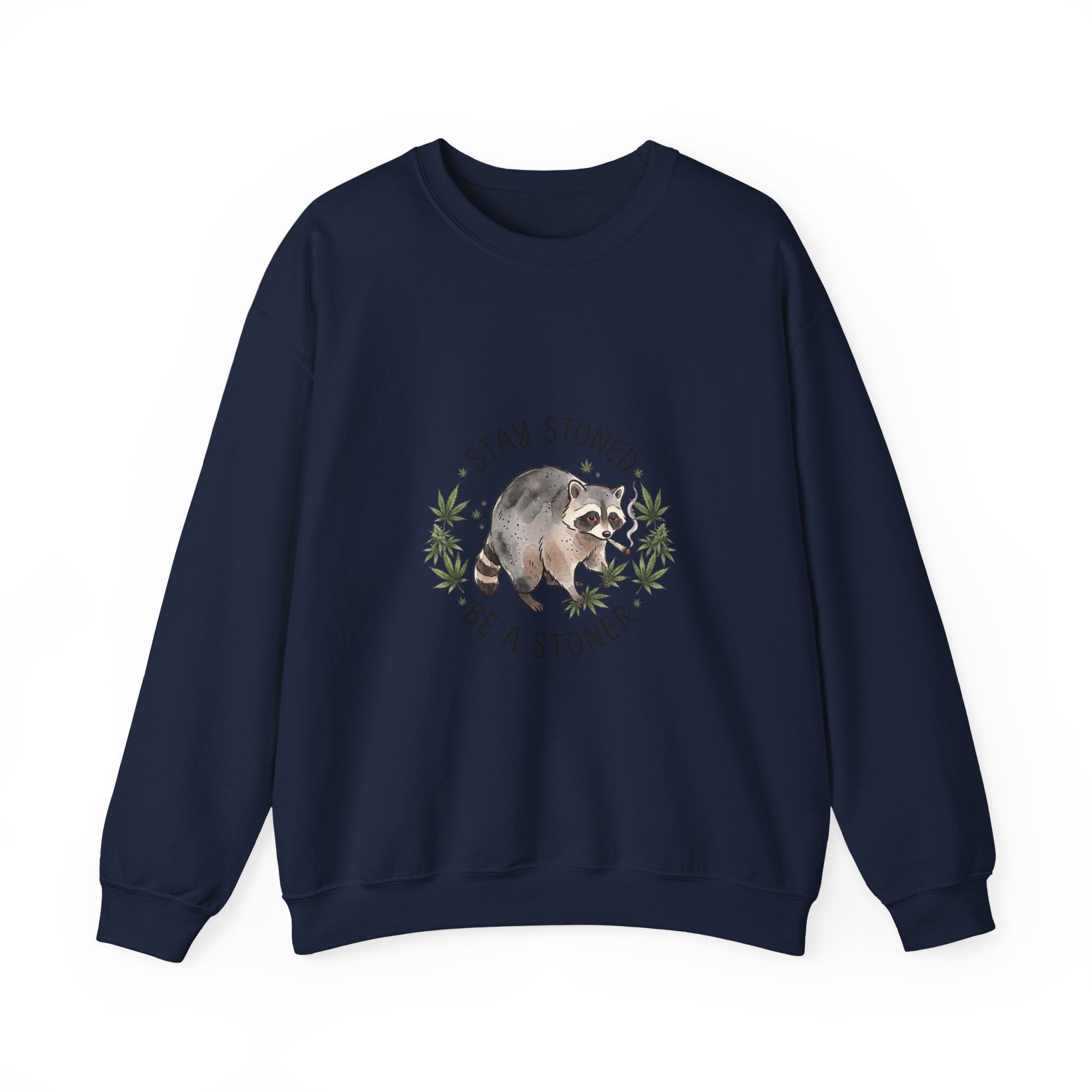 Hunched Raccoon Illustration Sweatshirt | stoner wildlife, scruffy critter
