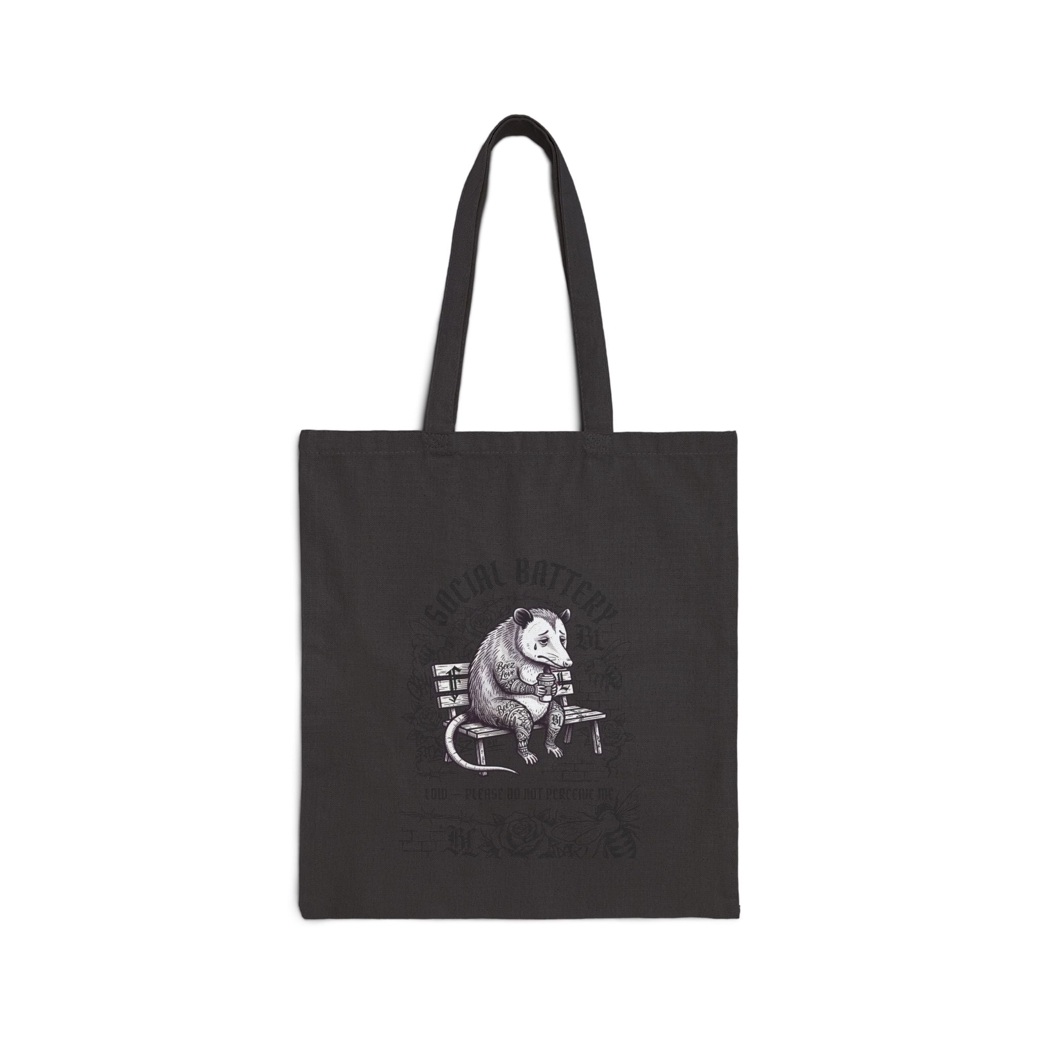 Social Battery Panda Tote, Anxious Animal Humor Canvas Tote