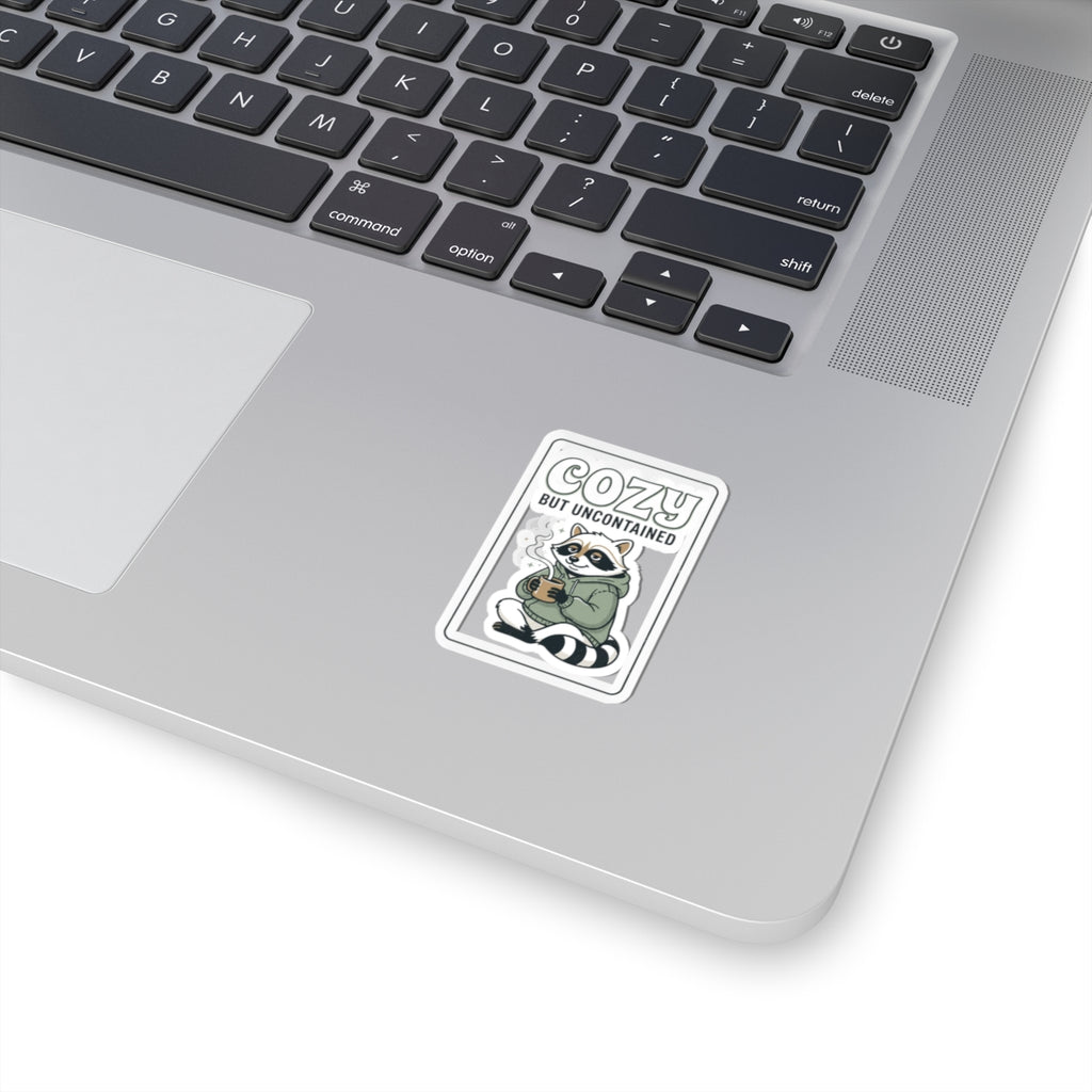 Cozy But Uncontained Raccoon Kiss-Cut Sticker | Feral Raccoon Aesthetic, Celestial Wilderness