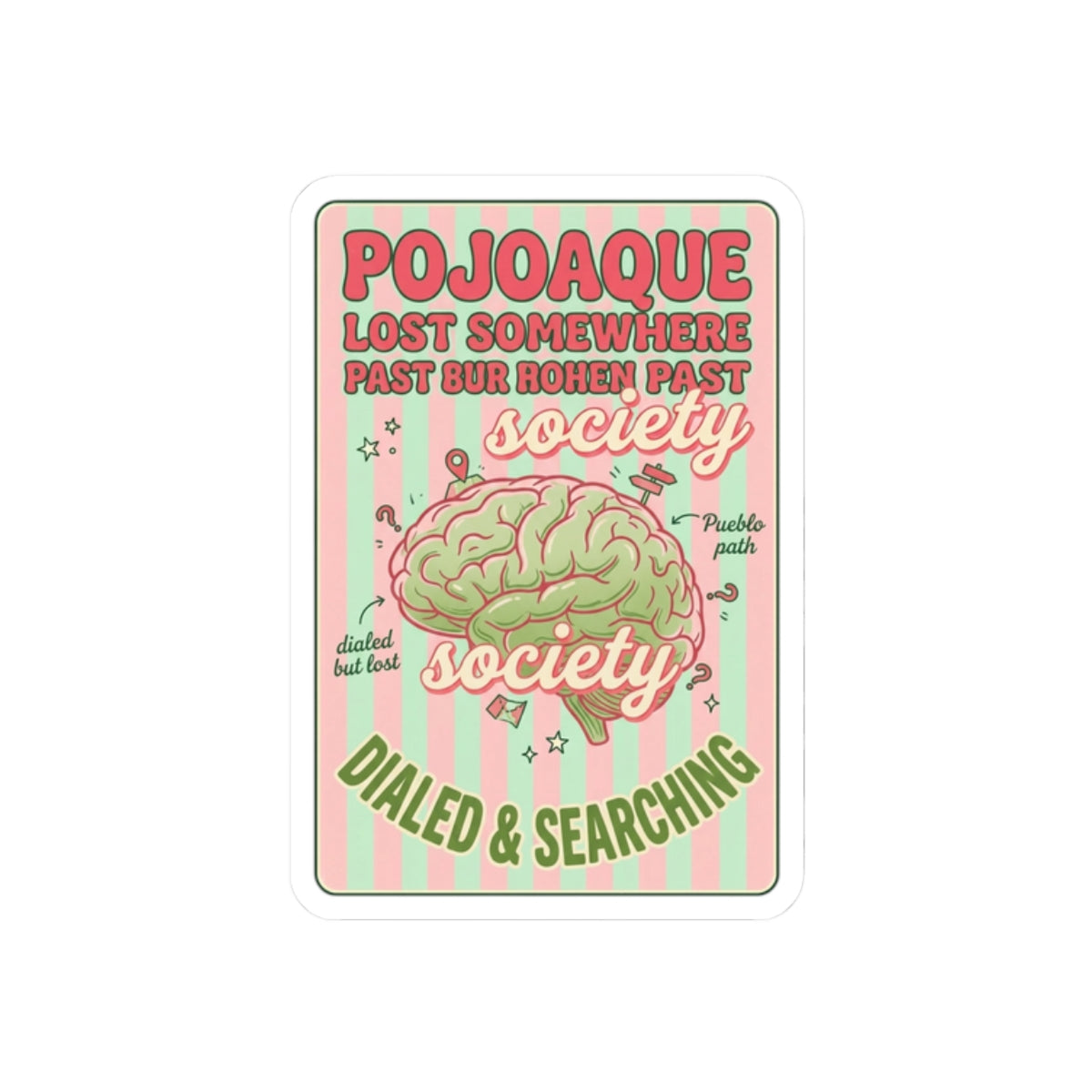 Matcha Brain Aesthetic Kiss-Cut Stickers | Green Pink Café Club, Cute Latte Art