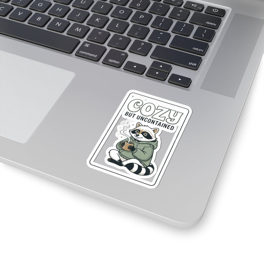 Cozy But Uncontained Raccoon Kiss-Cut Sticker | Feral Raccoon Aesthetic, Celestial Wilderness